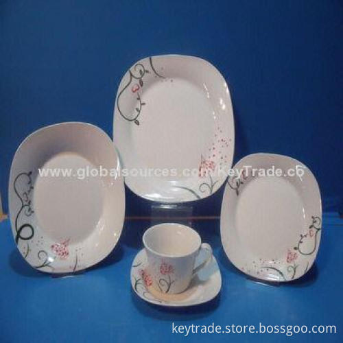 Fine Porcelain 20pcs Dinner Set in Square Shape, with Decal